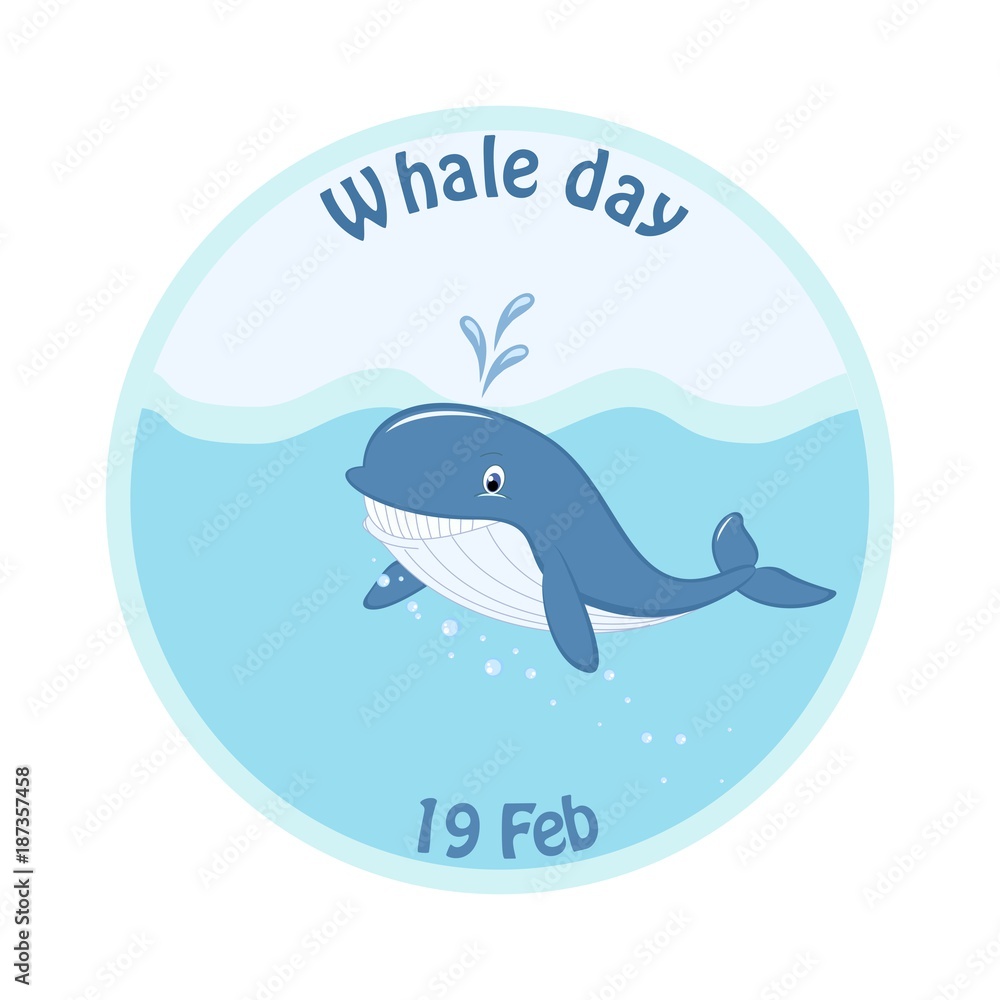 Naklejka premium Whale day, whale logo, sketch for your design. Vector illustration