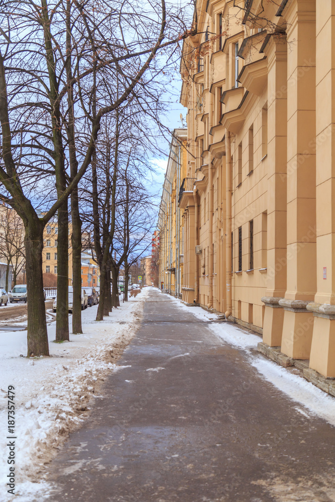 street of the winter city in Russia