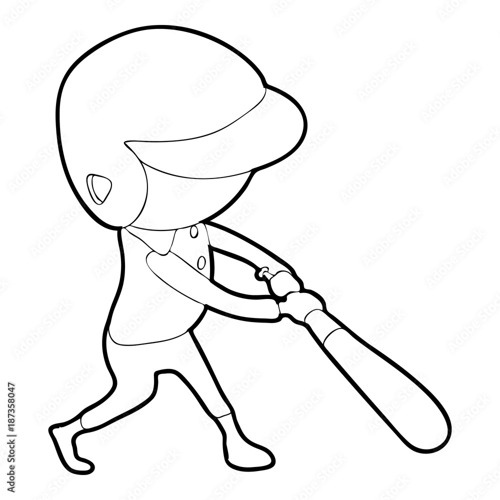 Baseball player icon, outline style Baseball player icon, outline style