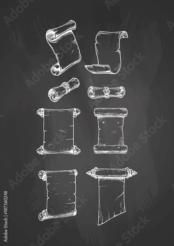 Vintage scroll on blackboard