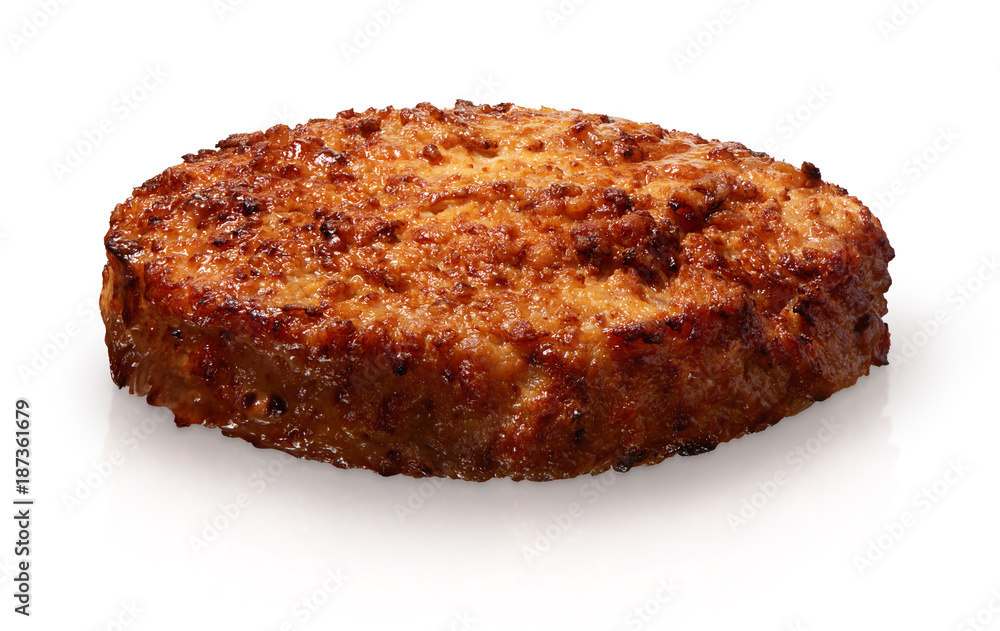 Single grilled hamburger isolated on white background Single grilled hamburger isolated on white background