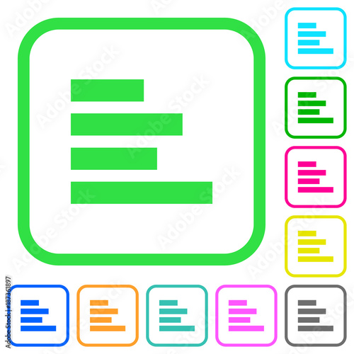 Text align left vivid colored flat icons