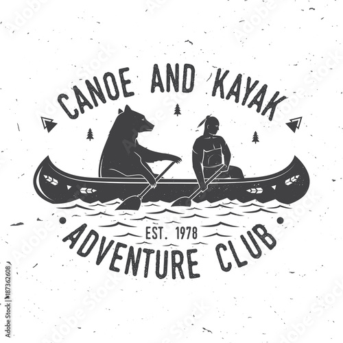 Canoe and Kayak club. Vector illustration.