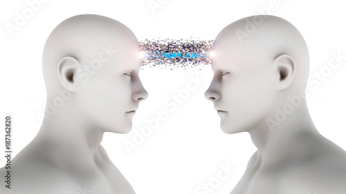 Slika na platnu 3d render. Face to face transmitting information