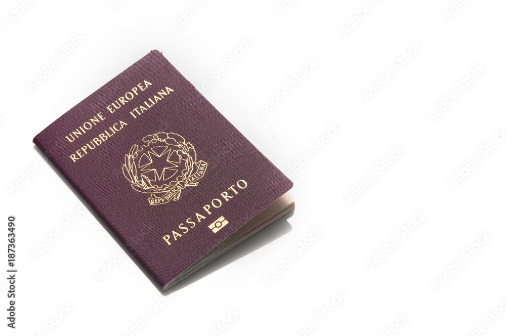 Italian passport isolated on white background