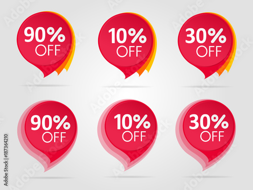 Set of red sale stickers