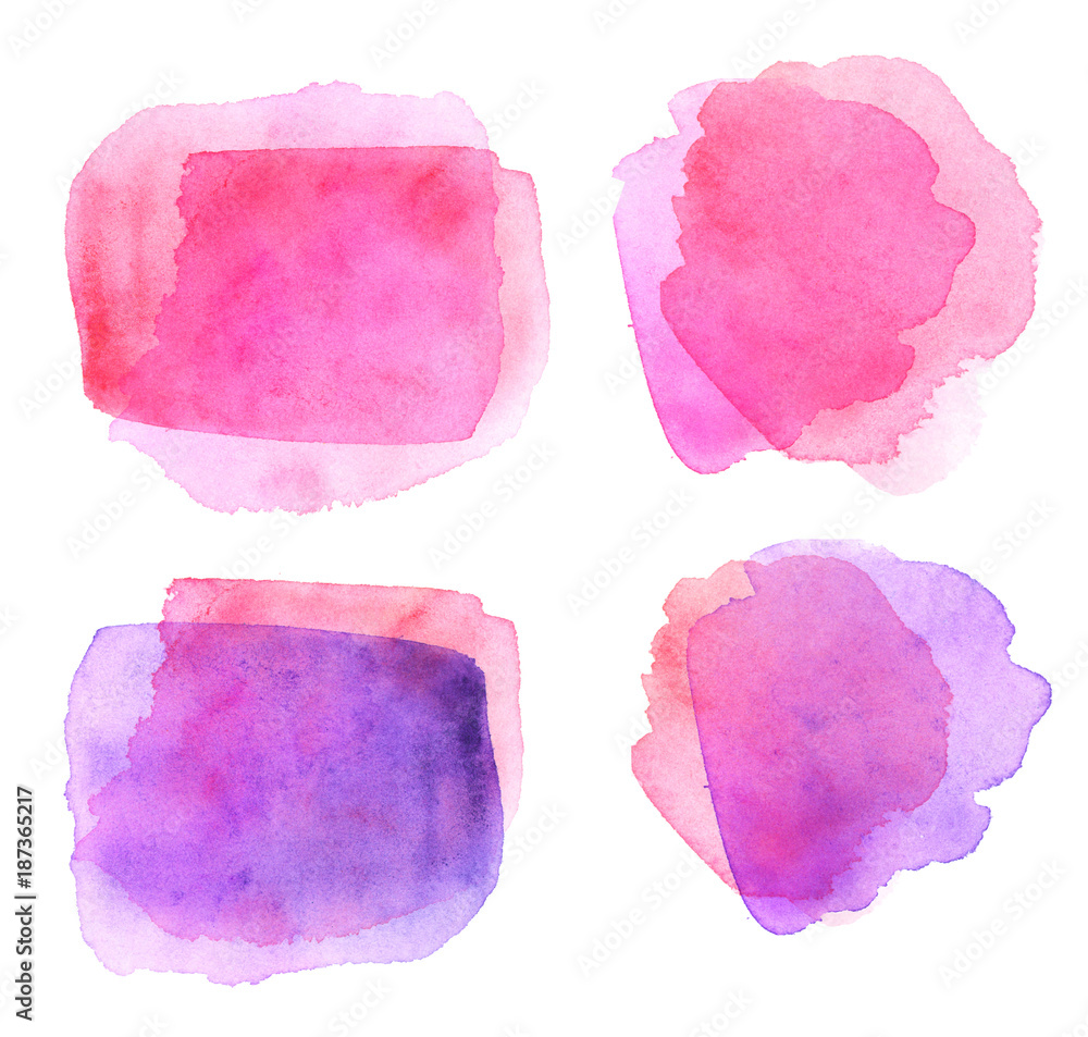 Watercolor background for print and web, card, poster, header, covers. Paint backdrop set hand drawn illustration.