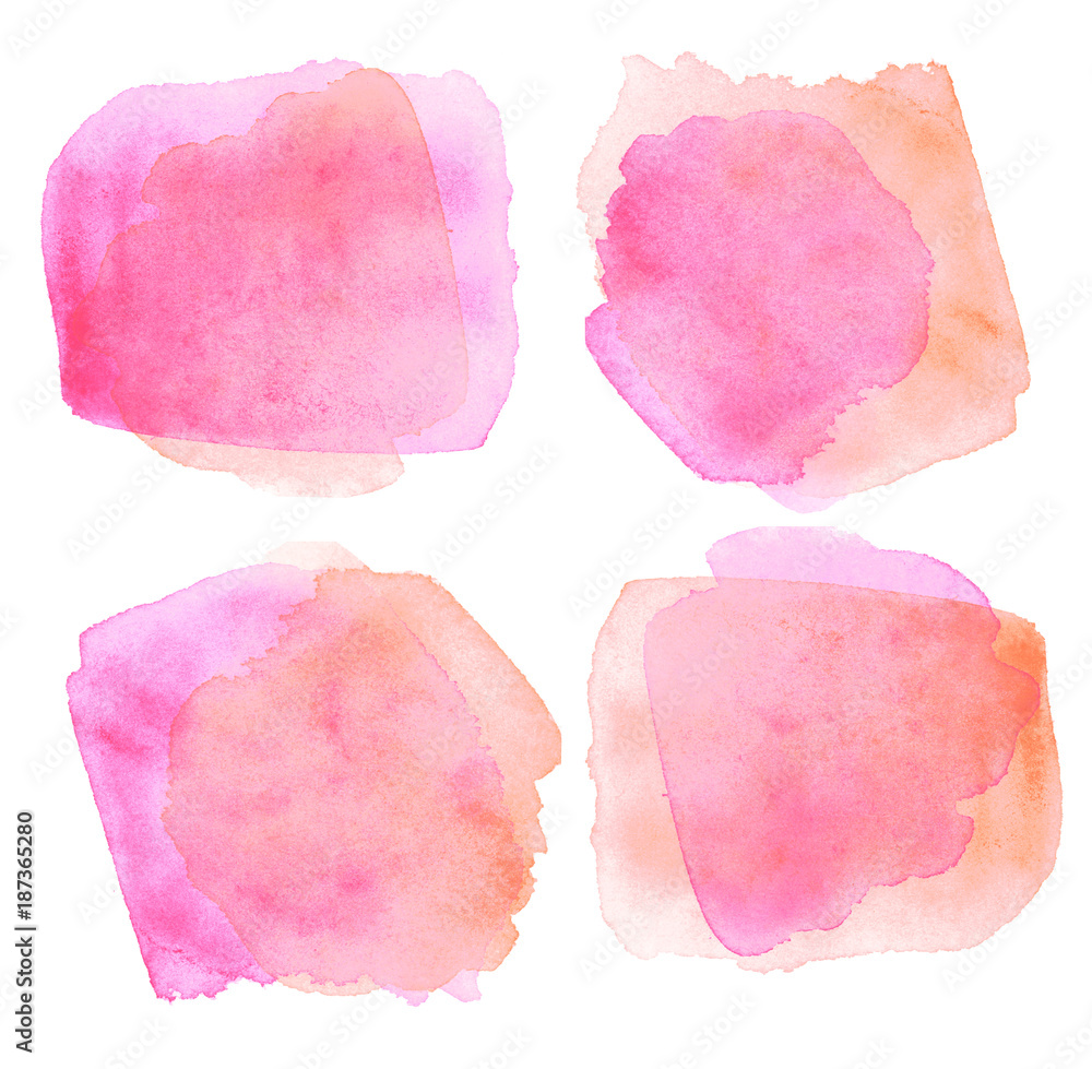 Tender yellow and pink color paint texture. Watercolor background for print and web, card, poster, header, covers. Paint backdrop set hand drawn illustration.