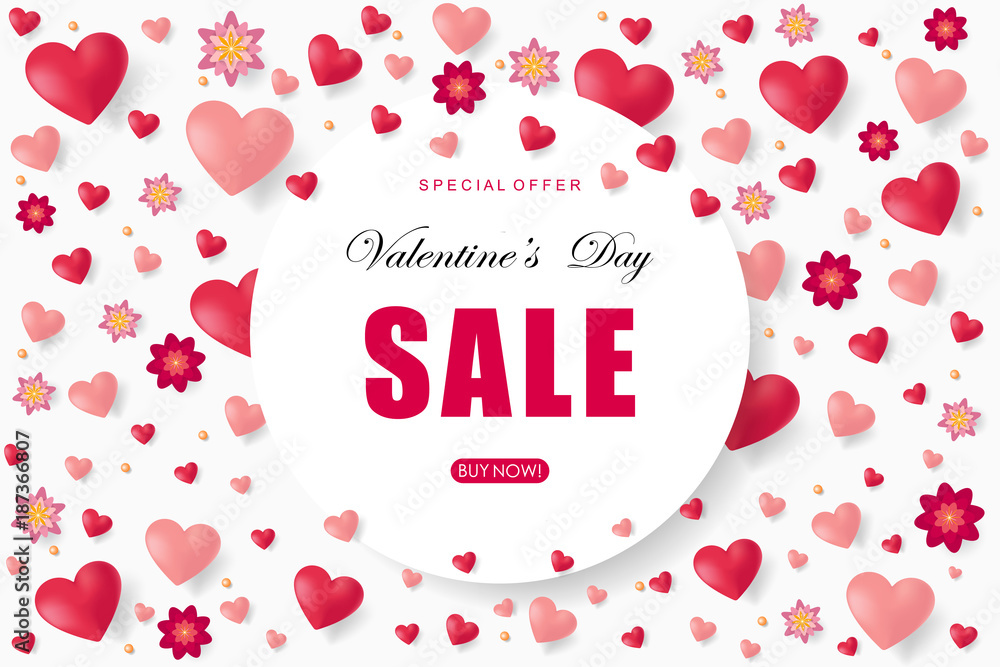 Valentines day sale background with heart