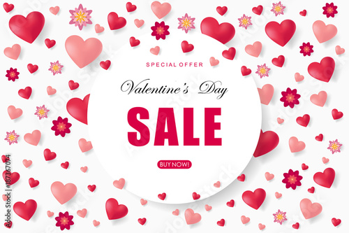 Valentines day sale background with heart