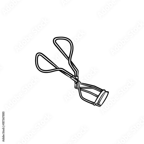 Vector hand drawn Eyelash curler outline doodle icon. Eyelash curler sketch illustration for print, web, mobile and infographics isolated on white background.