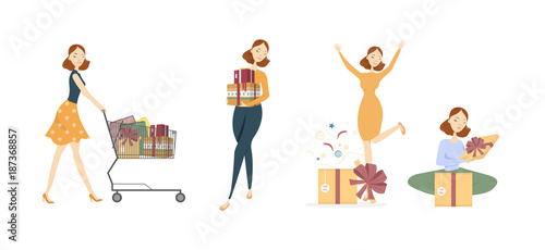 Shopping woman set. © inspiring.team