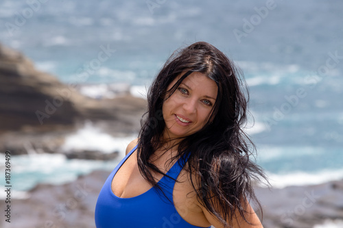 Attractive windblown natural young woman