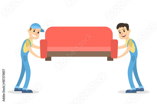 Delivery men with sofa.