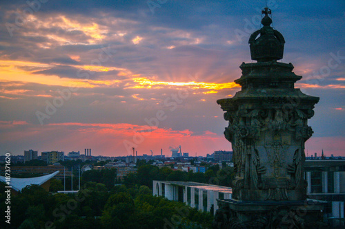 Berlin cityscape at sunset