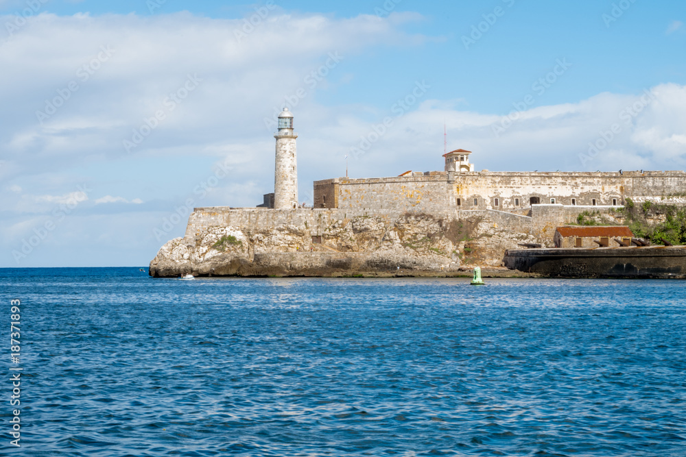 Fort of Saint Charles in Havana Cuba and sea
