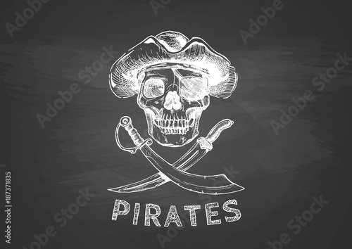 pirate skull with cross swords.