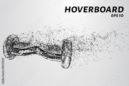 The hoverboard from the particles. The hoverboard consists of circles and points. Vector illustration.
