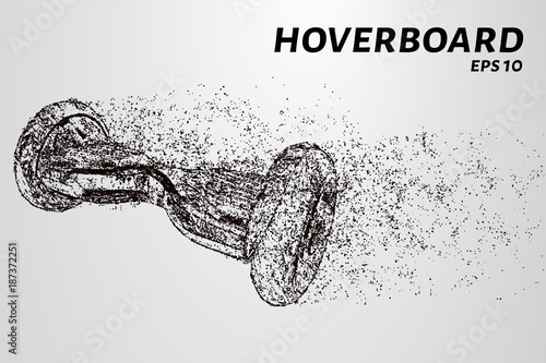 The hoverboard from the particles. The hoverboard consists of circles and points. Vector illustration.