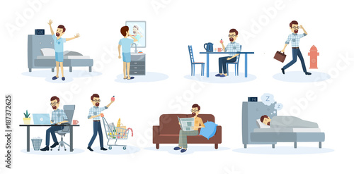 Man's daily routine.