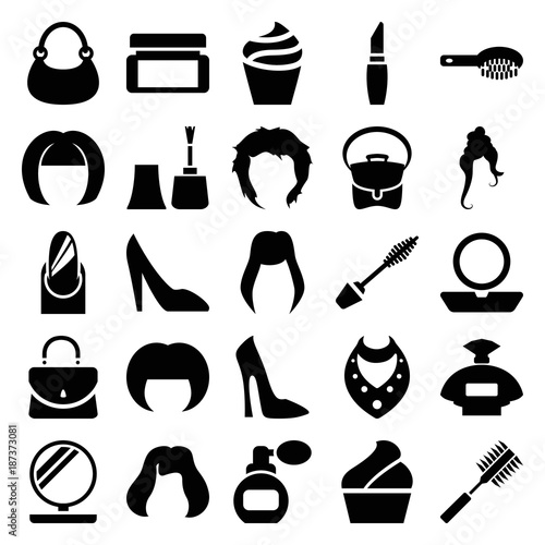 Glamour icons. set of 25 editable filled glamour icons