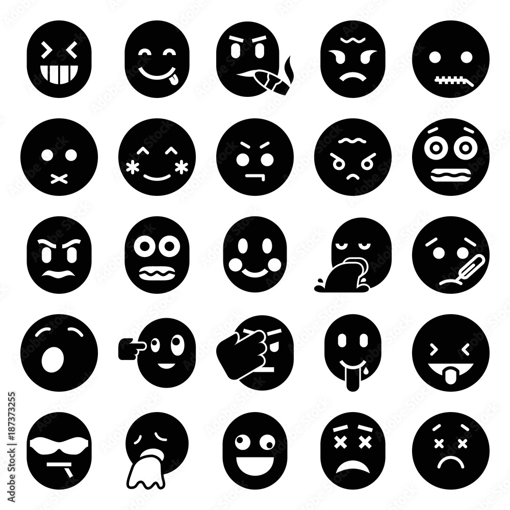 Expression icons. set of 25 editable filled expression icons Expression icons. set of 25 editable filled expression icons