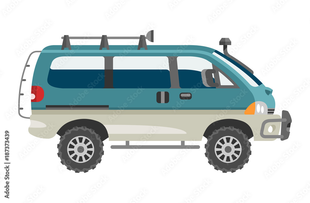 Minivan car vector van auto vehicle family minibus vehicle and automobile banner isolated citycar on white background illustration