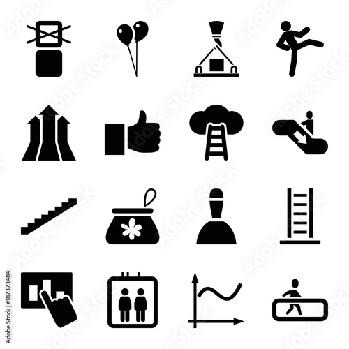 Up icons. set of 16 editable filled up icons