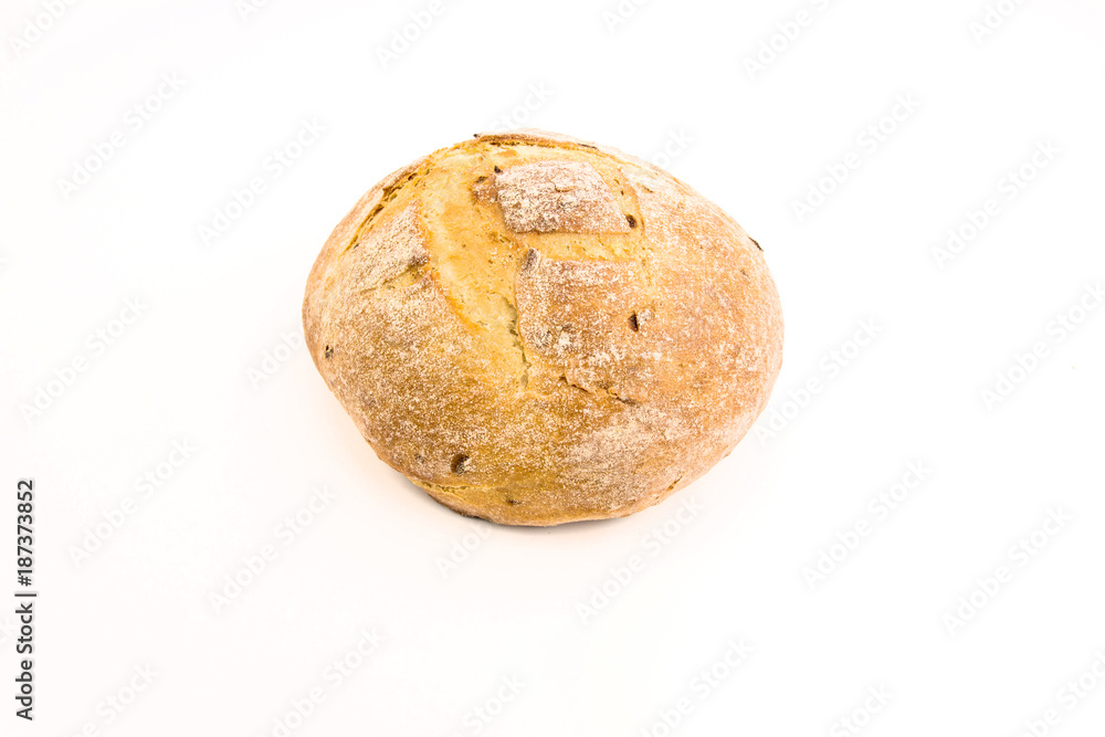 Fresh Homemade Round Bread On White Background Fresh Homemade Round Bread On White Background