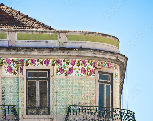 Old decorated buildings Lisbon Portugal