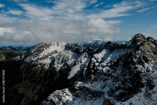 Blick auf Alpengipfel vom Nebelhorn