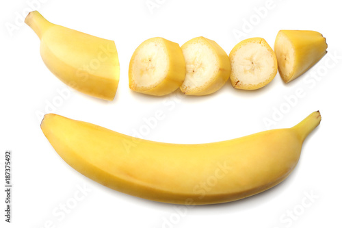 banana isolated on white background top view