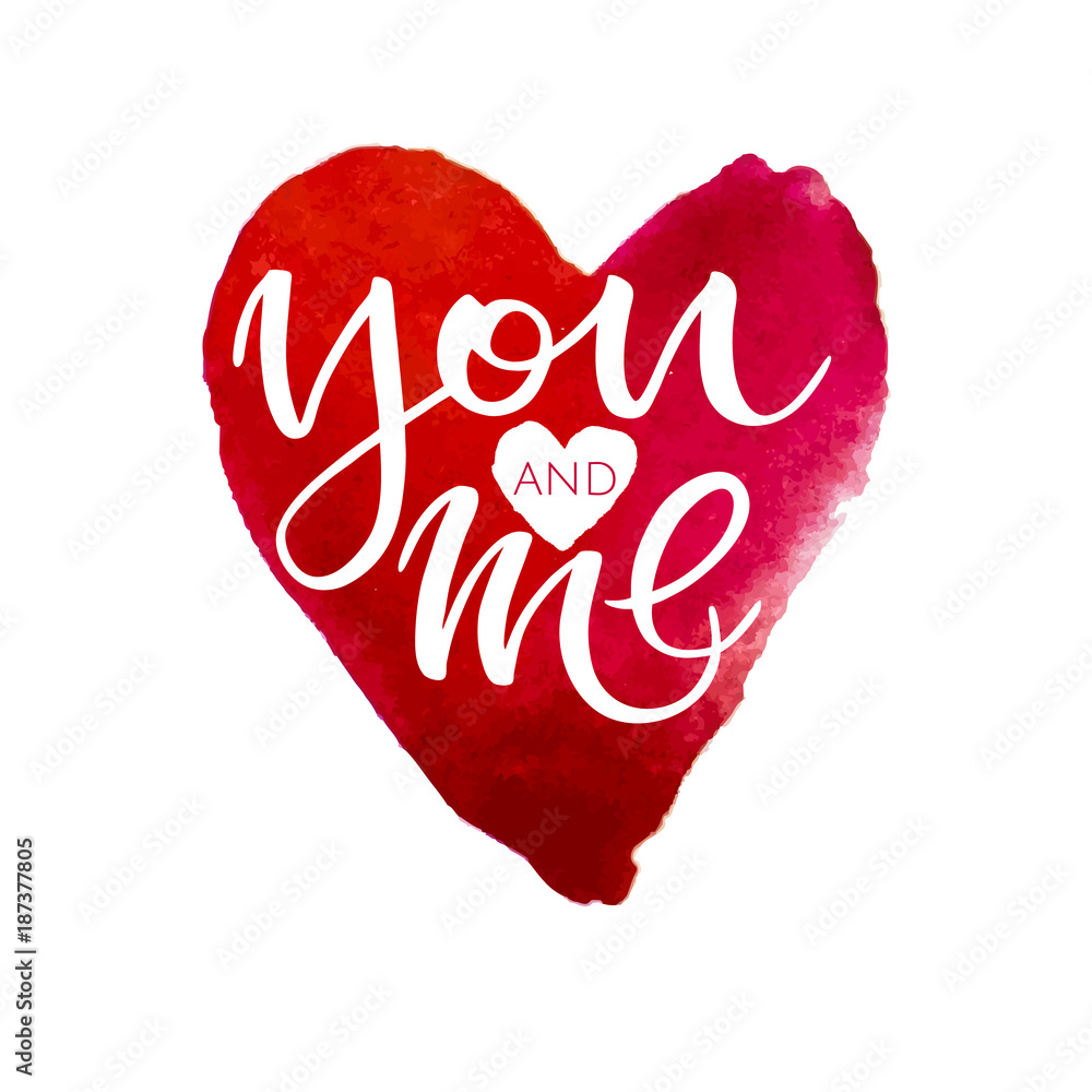 Postcard with a unique lettering for Valentine's Day. Vector illustration with isolated elements Postcard with a unique lettering for Valentine's Day. Vector illustration with isolated elements