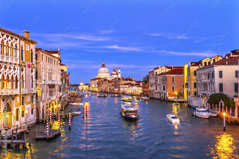 Grand Canal Santa Maria Salute Church Gondolas Venice Italy