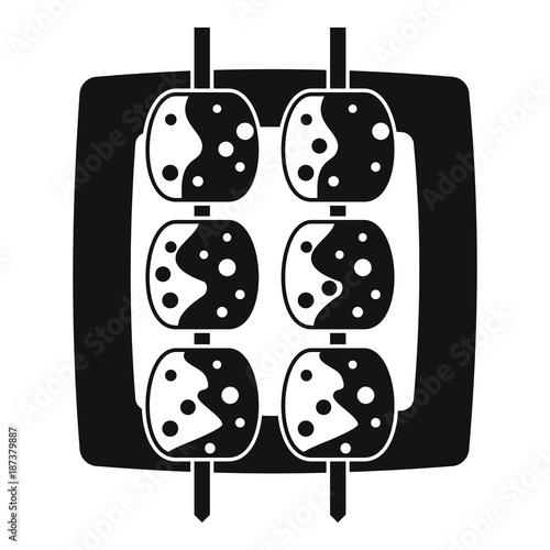 Meat shashlik icon, simple style