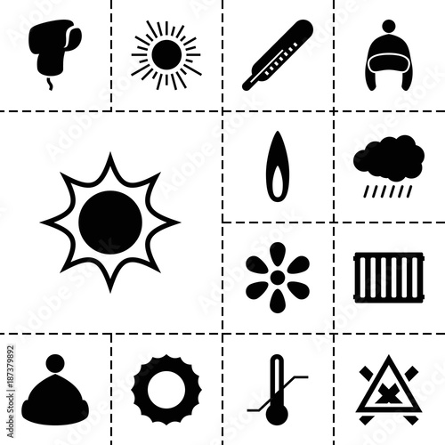 Warm icons. set of 13 editable filled warm icons