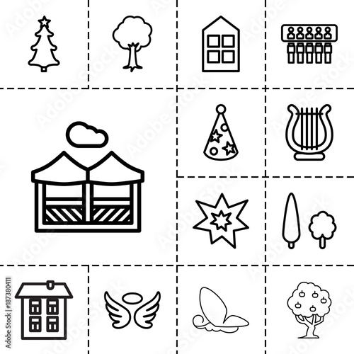 Decorative icons. set of 13 editable outline decorative icons