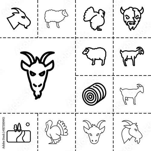 Rural icons. set of 13 editable outline rural icons