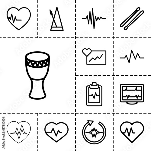 Beat icons. set of 13 editable outline beat icons