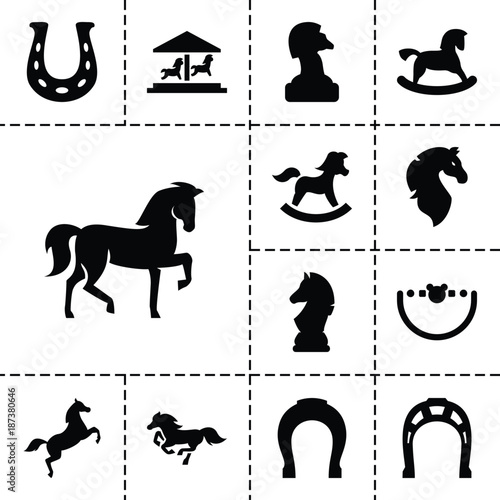Horse icons. set of 13 editable filled horse icons