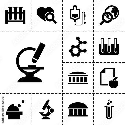 Research icons. set of 13 editable filled research icons