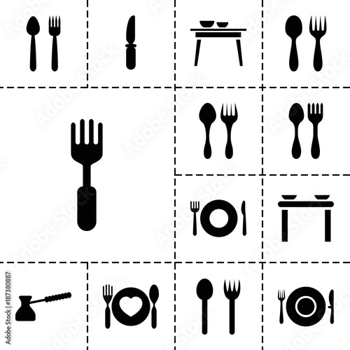 Dishware icons. set of 13 editable filled dishware icons