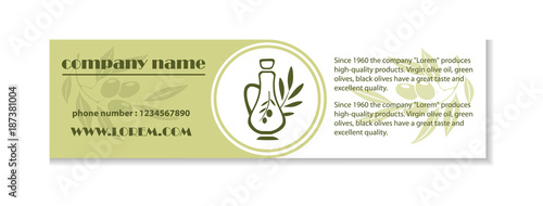 Olive oil horizontal banner with tree branch and fruits isolated vector illustration