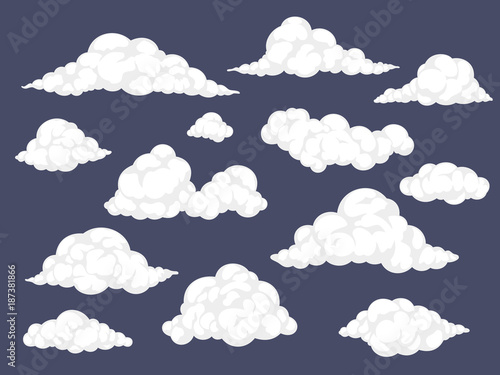Set of cartoon clouds. Fluffy cloud vector illustration