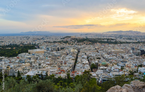 Athens cityscape at sunset. © jana_janina