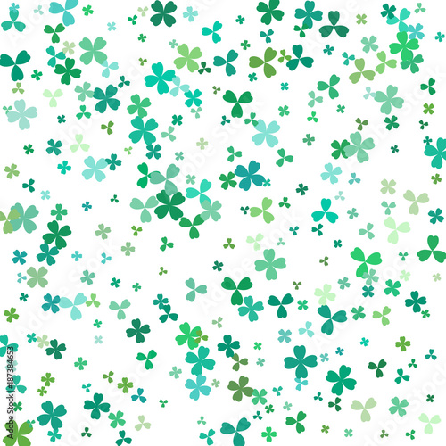 Background for St. Patrick s. Vector illustration for design with clover. Clover isolated on white background. Irish symbols of the holiday. There is room for text.