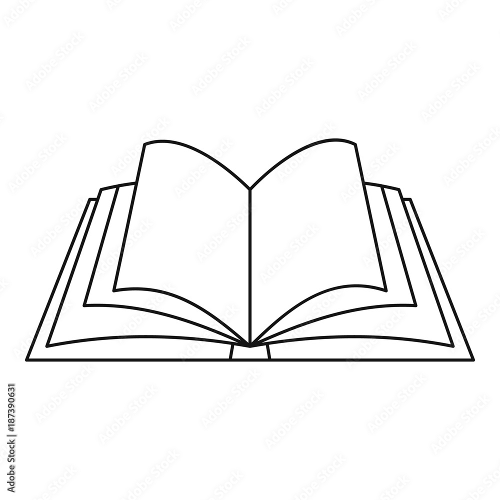 Open book icon, outline style Open book icon, outline style