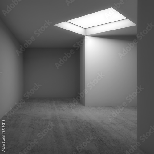 Empty white room interior  3d render