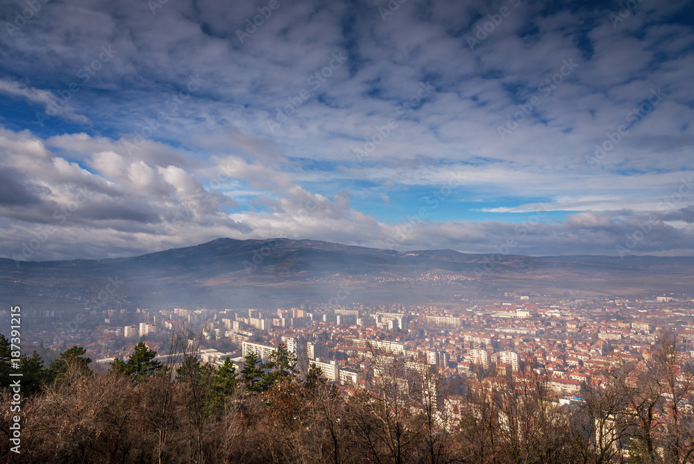 Aerial view of Bulgarian City Kyustendil.