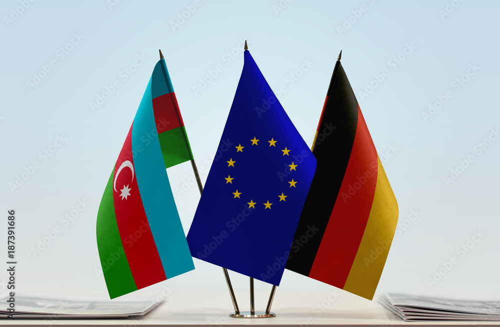 Flags of Azerbaijan European Union and Germany